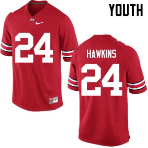 Youth OSU Buckeyes #24 Kierre Hawkins Red Game Football Jerseys 176437-119