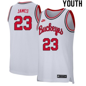 Youth Ohio State #23 LeBron James Retro White Basketball Jersey 555698-675