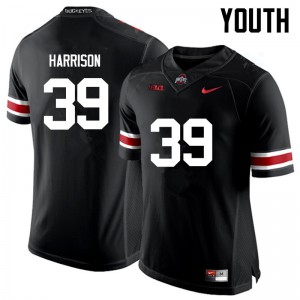 Youth OSU #39 Malik Harrison Black Game Stitch Jerseys 699379-120