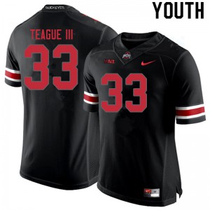 Youth Ohio State #33 Master Teague III Blackout Official Jersey 125396-763