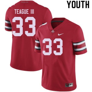 Youth Ohio State #33 Master Teague III Red Official Jersey 830601-354