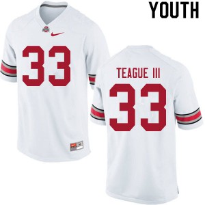 Youth Ohio State #33 Master Teague III White Football Jerseys 235032-787