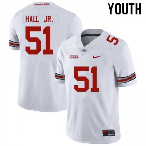 Youth Ohio State #51 Michael Hall Jr. White Stitch Jerseys 157060-258