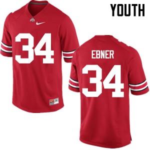 Youth OSU Buckeyes #34 Nate Ebner Red Game Player Jersey 646065-631