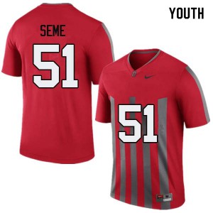 Youth Ohio State Buckeyes #51 Nick Seme Throwback Stitched Jerseys 654575-506