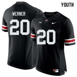 Youth Ohio State #20 Pete Werner Black Embroidery Jersey 179908-374