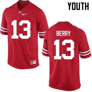 Youth Ohio State #13 Rashod Berry Red Game Embroidery Jersey 382961-860