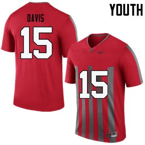 Youth OSU Buckeyes #15 Wayne Davis Throwback Game University Jerseys 758433-653